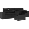 Image de vidaXL Ensemble de salon de jardin 5 pièces avec coussins noir poly rotin