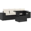 Image de vidaXL Ensemble de salon de jardin 5 pièces avec coussins noir poly rotin