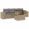 Image de vidaXL Ensemble de salon de jardin 5 pièces avec coussins Beige Poly Rattan