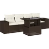 Image de vidaXL Ensemble de salon de jardin 5 pièces avec coussins Marron Poly Rattan