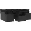 Image de vidaXL Ensemble de salon de jardin 7 pièces avec coussins noir poly rotin
