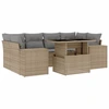 Image de vidaXL Ensemble de salon de jardin 7 pièces avec coussins Beige Poly Rattan