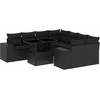 Image de vidaXL Ensemble de salon de jardin 9 pièces avec coussins noir poly rotin