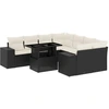 Image de vidaXL Ensemble de salon de jardin 9 pièces avec coussins noir poly rotin