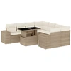 Image de vidaXL Ensemble de salon de jardin 9 pièces avec coussins beige Poly rotin