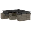 Image de vidaXL Ensemble de salon de jardin 9 pièces avec coussins Gris Poly rotin