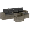 Image de vidaXL Ensemble de salon de jardin 6 pièces avec coussins Gris Poly rotin