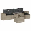 Image de vidaXL Ensemble de salon de jardin 6 pièces avec coussins gris clair Poly rotin