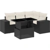 Image de vidaXL Ensemble de salon de jardin 5 pièces avec coussins noir poly rotin