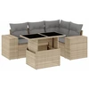 Image de vidaXL Ensemble de salon de jardin 5 pièces avec coussins Beige Poly Rattan