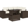 Image de vidaXL Ensemble de salon de jardin 5 pièces avec coussins Marron Poly Rattan