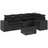 Image de vidaXL Ensemble de salon de jardin 6 pièces avec coussins noir poly rotin