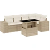 Image de vidaXL Ensemble de salon de jardin 6 pièces avec coussins Beige Poly Rattan