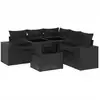 Image de vidaXL Ensemble de salon de jardin 6 pièces avec coussins noir poly rotin