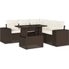 Image de vidaXL Ensemble de salon de jardin 6 pièces avec coussins Marron Poly Rattan