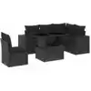 Image de vidaXL Ensemble de salon de jardin 6 pièces avec coussins noir poly rotin