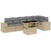 Image de vidaXL Ensemble de salon de jardin 7 pièces avec coussins Beige Poly Rattan