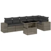 Image de vidaXL Ensemble de salon de jardin 7 pièces avec coussins Gris Poly rotin