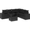 Image de vidaXL Ensemble de salon de jardin 7 pièces avec coussins noir poly rotin