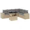 Image de vidaXL Ensemble de salon de jardin 7 pièces avec coussins Beige Poly Rattan
