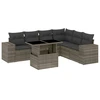 Image de vidaXL Ensemble de salon de jardin 7 pièces avec coussins Gris Poly rotin