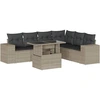 Image de vidaXL Ensemble de salon de jardin 7 pièces avec coussins gris clair Poly rotin