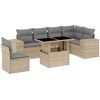Image de vidaXL Ensemble de salon de jardin 7 pièces avec coussins Beige Poly Rattan