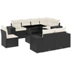 Image de vidaXL Ensemble de salon de jardin 9 pièces avec coussins noir poly rotin