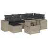 Image de vidaXL Ensemble de salon de jardin 7 pièces avec coussins gris clair Poly rotin