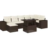 Image de vidaXL Ensemble de jardin canapé 8 pièces avec coussins Marron Poly rotin