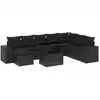 Image de vidaXL Ensemble de salon de jardin 9 pièces avec coussins noir poly rotin