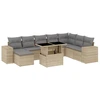 Image de vidaXL Ensemble de salon de jardin 9 pièces avec coussins beige Poly rotin