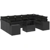 Image de vidaXL Ensemble de 10 canapés de jardin avec coussins noir poly rotin
