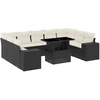 Image de vidaXL Ensemble de 10 canapés de jardin avec coussins noir poly rotin