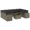 Image de vidaXL Ensemble de salon de jardin 10 pièces avec coussins Gris Poly Rattan