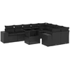 Image de vidaXL Ensemble de 10 canapés de jardin avec coussins noir poly rotin