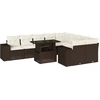 Image de vidaXL Ensemble de salon de jardin 10 pièces avec coussins Marron Poly Rattan