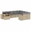 Image de vidaXL Ensemble de salon de jardin 10 pièces avec coussins Beige Poly Rattan
