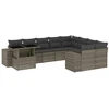 Image de vidaXL Ensemble de salon de jardin 10 pièces avec coussins Gris Poly Rattan