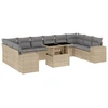 Image de vidaXL Ensemble de salon de jardin 11 pièces avec coussins Beige Poly Rattan