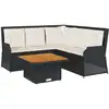 Image de vidaXL Ensemble salon de jardin 4 pièces avec coussins noir poly rotin