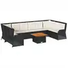 Image de vidaXL Ensemble salon de jardin 7 pièces avec coussins noir poly rotin