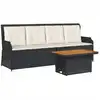 Image de vidaXL Ensemble de salon de jardin 3 pièces avec coussins noir poly rotin