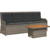 Image de vidaXL Ensemble de salon de jardin 3 pièces avec coussins Gris Poly rotin