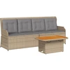 Image de vidaXL Ensemble de salon de jardin 3 pièces avec coussins Beige Poly Rattan