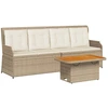 Image de vidaXL Ensemble de salon de jardin 3 pièces avec coussins Beige Poly Rattan