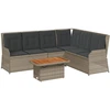 Image de vidaXL Ensemble de salon de jardin 5 pièces avec coussins Gris Poly rotin