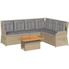 Image de vidaXL Ensemble de salon de jardin 5 pièces avec coussins Beige Poly Rattan