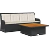 Image de vidaXL Ensemble de salon de jardin 3 pièces avec coussins noir poly rotin