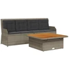 Image de vidaXL Ensemble de salon de jardin 3 pièces avec coussins Gris Poly rotin